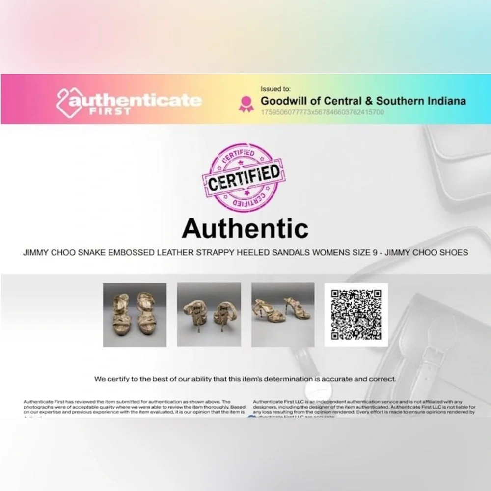 Jimmy Choo, 8.5 (EU 39) Snake Embossed Leather Strappy Heels, w/ COA - Picture 11 of 15